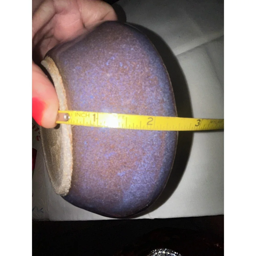 Signed Studio Pottery Blue Glazed Stoneware Bowl Handcrafted Artisan Ceramic